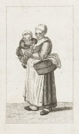 Standing woman with child in her arms