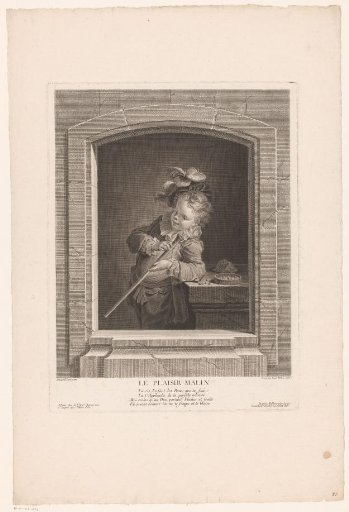 Boy with a pea shooter in a window