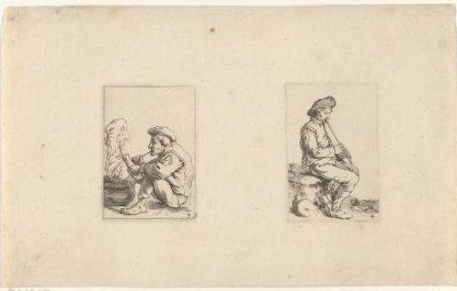 Seated Smoking Peasant and Seated Flute Player