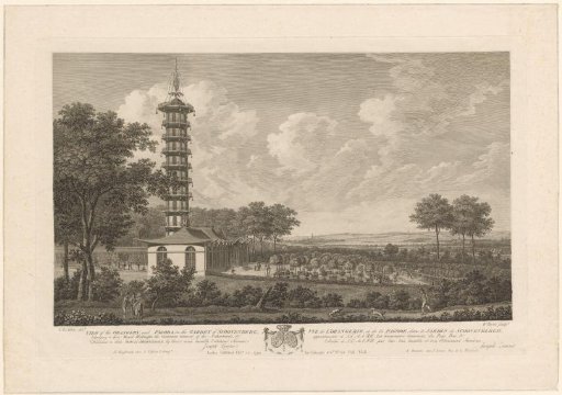 View of the Orangery and the pagoda in the Schoonenberg park near Brussels
