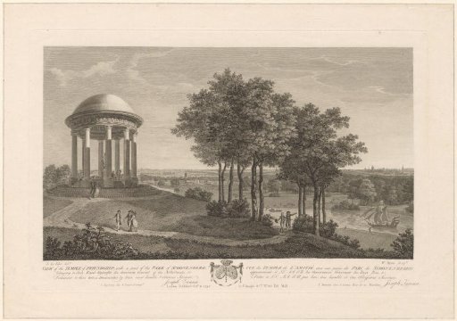 Walkers at the Temple of Friendship in the Schoonenberg park near Brussels