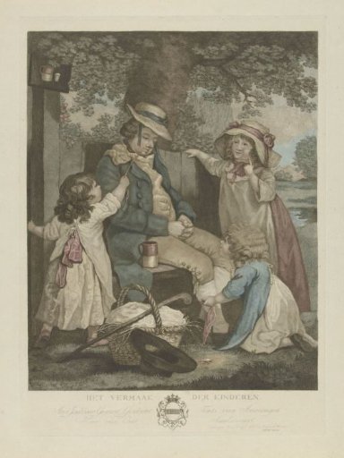 Man and playing children