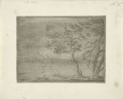 Night view with a figure in a boat