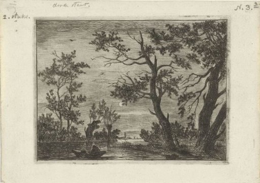 Night view with a figure in a boat
