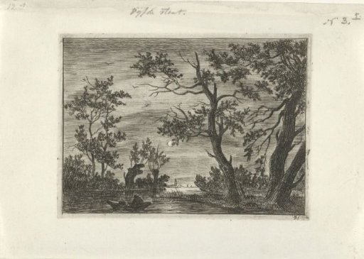 Night view with a figure in a boat
