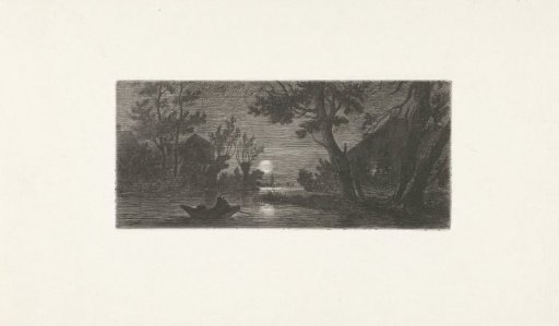 Night view with a figure in a boat