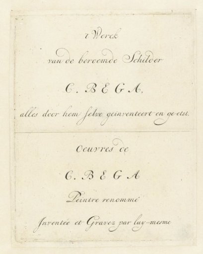 Title page for the collected works of Cornelis Bega