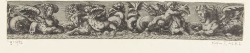 Frieze with a sphinx with a fish tail on the left
