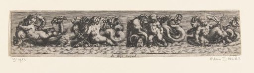Frieze with a putto on a dolphin on the left