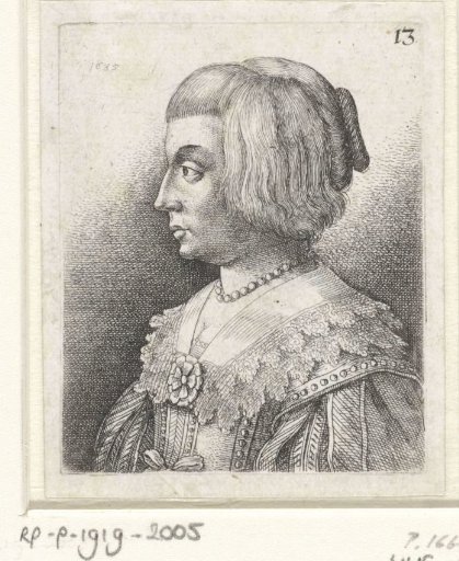 Portrait of a young woman with collar and rosette