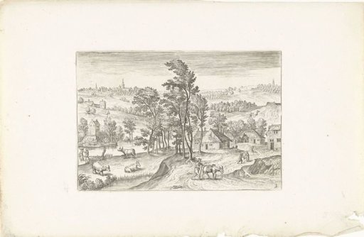 Landscape with a village next to a river