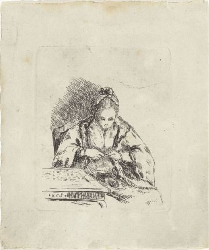 Girl embroidering