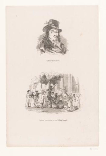 Camille Desmoulins speaking in the garden of the Palais-Royal