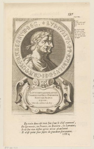 Portrait of Louis IV, King of France, with Charles III the Fat, Emperor of the Holy Roman Empire