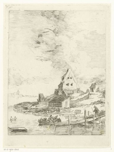 Landscape with a house and jetty on a river