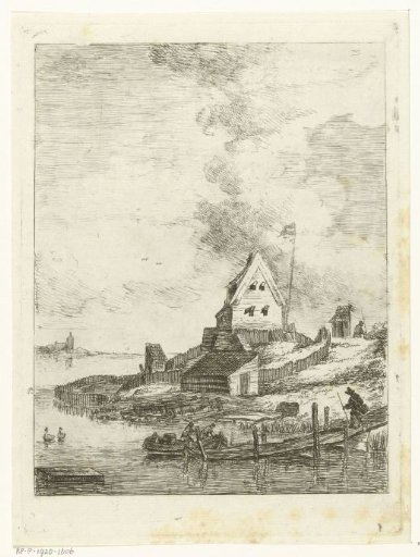 Landscape with a house and jetty on a river