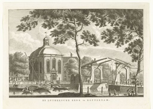 City view with Lutheran Church at Rotterdam