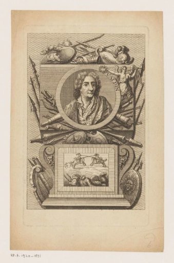 Portrait of an unknown man, possibly Valdin, in a cartouche with coats of arms