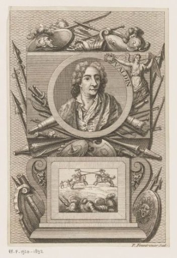 Portrait of an unknown man, possibly Valdin, in a cartouche with coats of arms