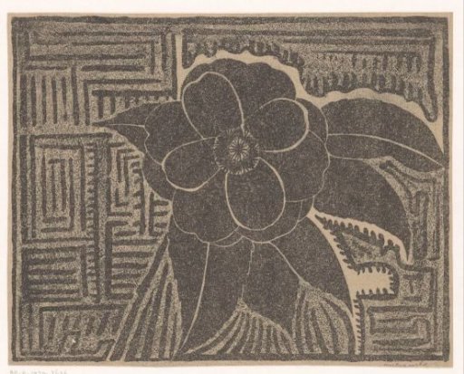 Camellia (black; around a maze-like pattern)