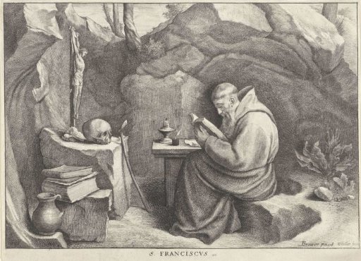St. Francis Reading in a Grotto