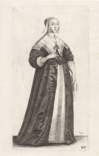 English woman with a handkerchief in her hand