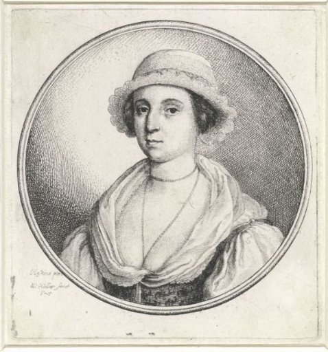 Woman with a low neckline and lace cap