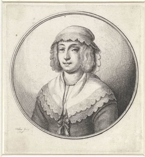 Woman with a lace cap and matching collar