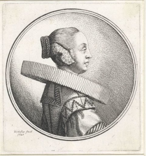 Woman with Pleated Collar and Braided Knot