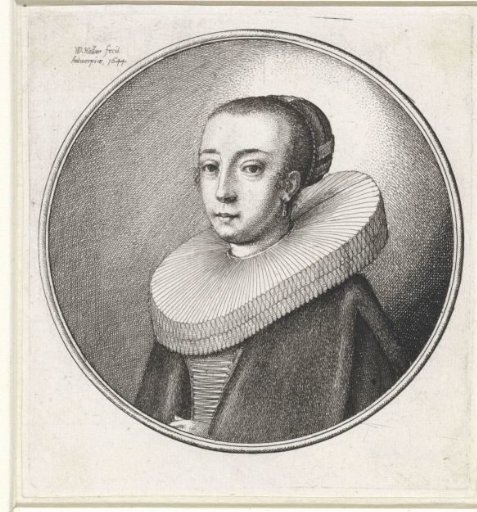 Woman with Wide Stiffly Pleated Collar and Hair Drawn Up