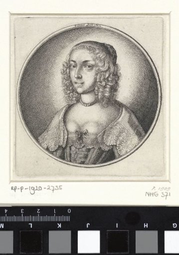 Woman with Low Neckline and Pearl Necklace