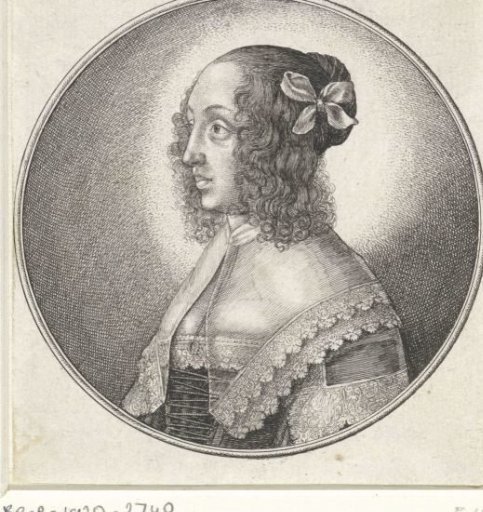 Woman with Lace Collar and Bow in Her Hair