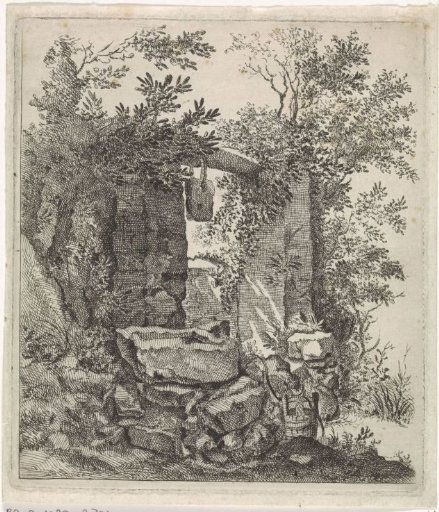 Ruined stone gate in a landscape