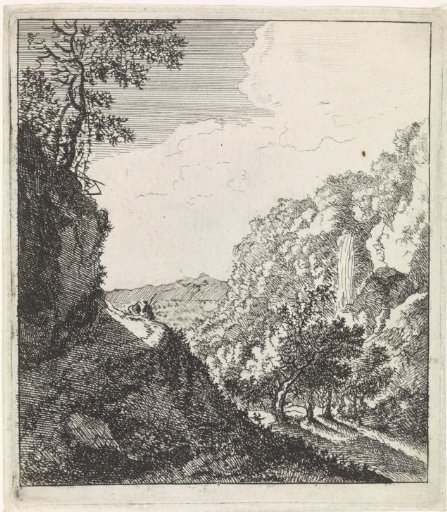 Mountain landscape with two seated figures