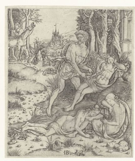 Priapus assaults the nymph Lotis