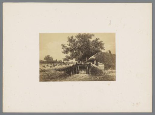 Photographic Reproduction of a Print of a Dam at a Farm after Johannes Pieter van Wisselingh