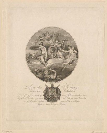 Allegorical representation with the portrait of Lodewijk Napoleon Bonaparte