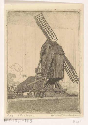 Corn mill with two sails near Bennekom