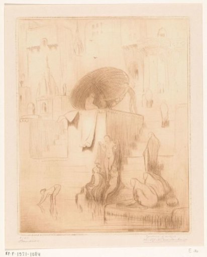 Bathing and Washing Women on the Bank of the Ganges in Benares