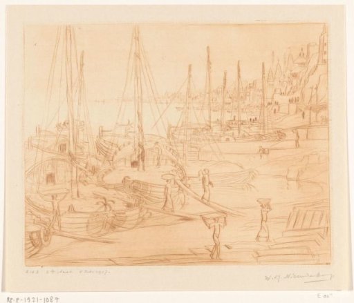 Moored Ships on the Bank of the Ganges in Benares