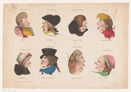 Eight Caricature Heads to be Viewed from Two Sides