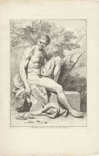 Nude man before a tree