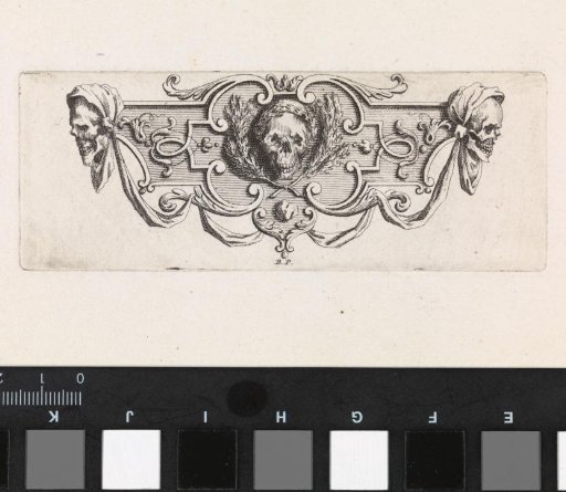 Tables of the law, armor, and ornaments with skulls