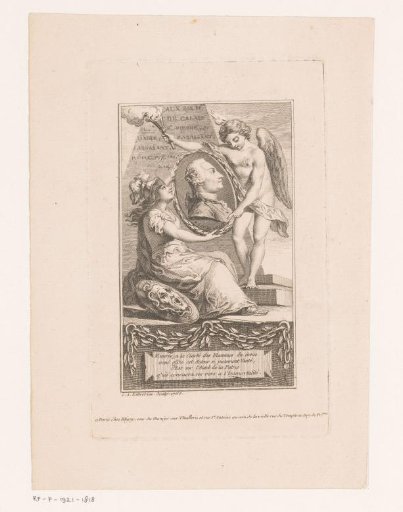 Portrait of Pierre-Laurent Buirette de Belloy, supported by Minerva and a Genius