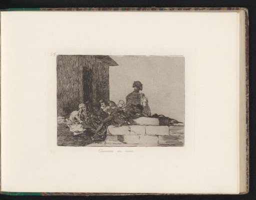 Emaciated prisoners of war begging from a soldier