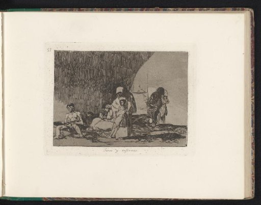 Caregivers in a room with emaciated figures