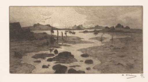 Landscape with Two Figures Walking Along the Water