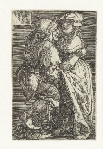 Jester with Hand Under the Skirt of a Girl