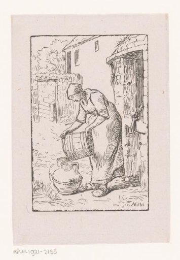 Woman emptying a bucket