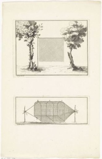 Net between two trees and an animal trap